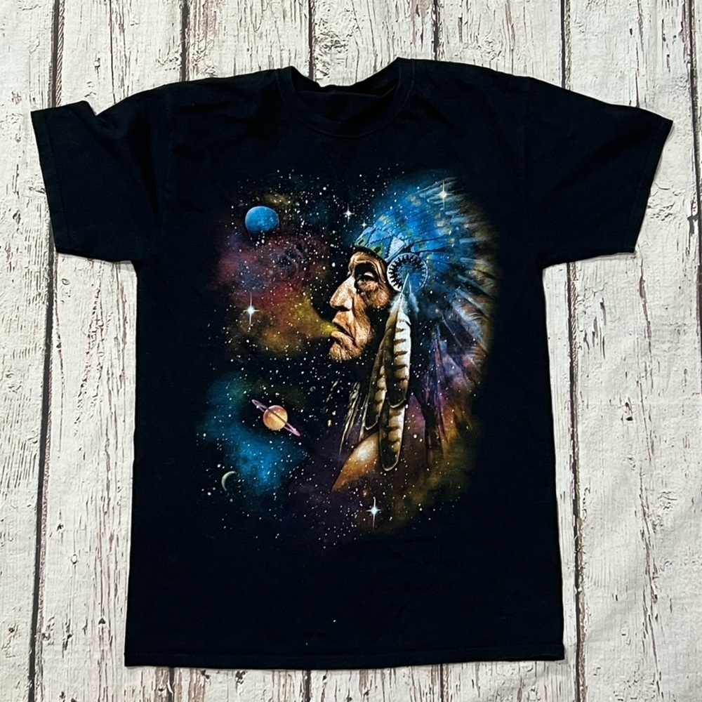Vintage 1990s Native American Indian Tribal 90s Graphic Tee Top Shirt